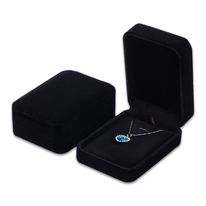 24-Pack Deluxe Plush Black Velvet Pendant/Necklace Box