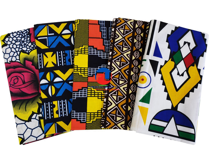 5 Pieces Assorted African Print Fabrics