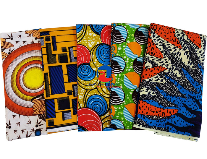 5 Pieces Assorted African Print Fabrics
