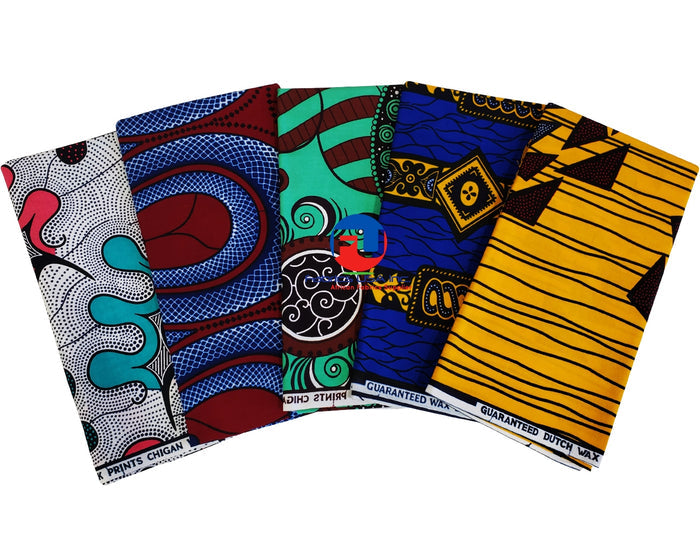 5 Pieces Assorted African Print Fabrics