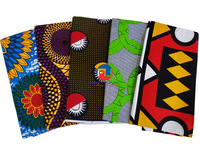 5 Pieces Assorted African Print Fabrics