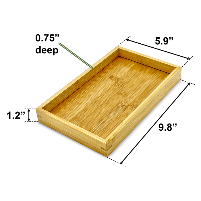 9.8" x 5.9" Rectangular Bamboo Jewelry Organizer Tray
