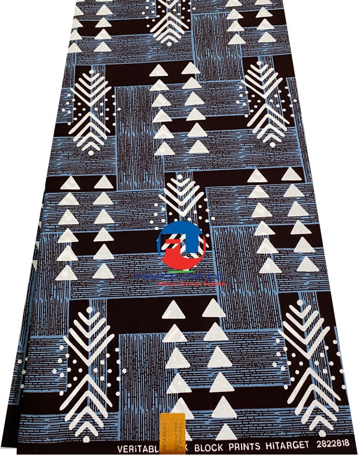 African Ankara Exclusive Design - White, Bungundy, Smoky Blue
