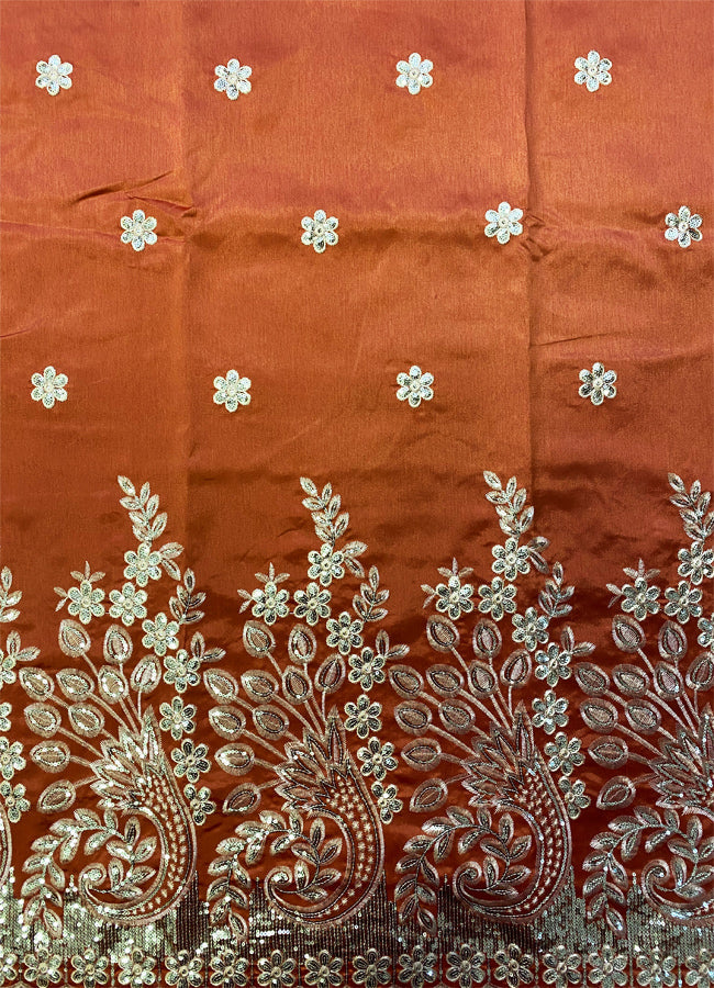 African George in Orange and Gold Sequin Embroidery