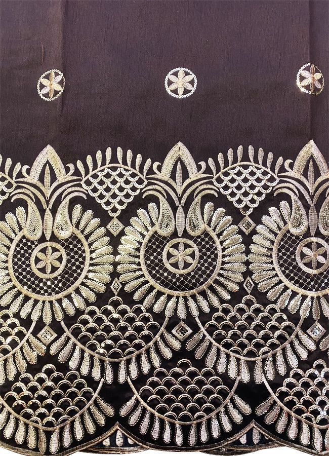 African George Lace Fabric Brown & Gold