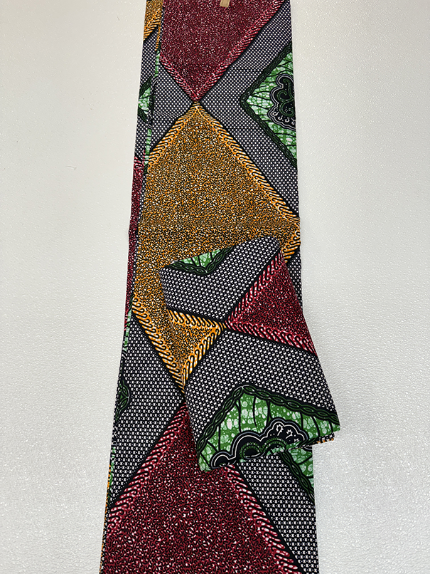 African Wax Print Fabric - Green, Burnt Orange, Yellow, White, Black
