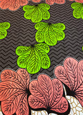 African Wax Print Fabric Peach Apple Green Chocolate Brown White Gold