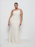 Souki Is 5'8" & Wears Size UK 18|Amelia Crepe Maxi Bridesmaid Dress Curve - Champagne