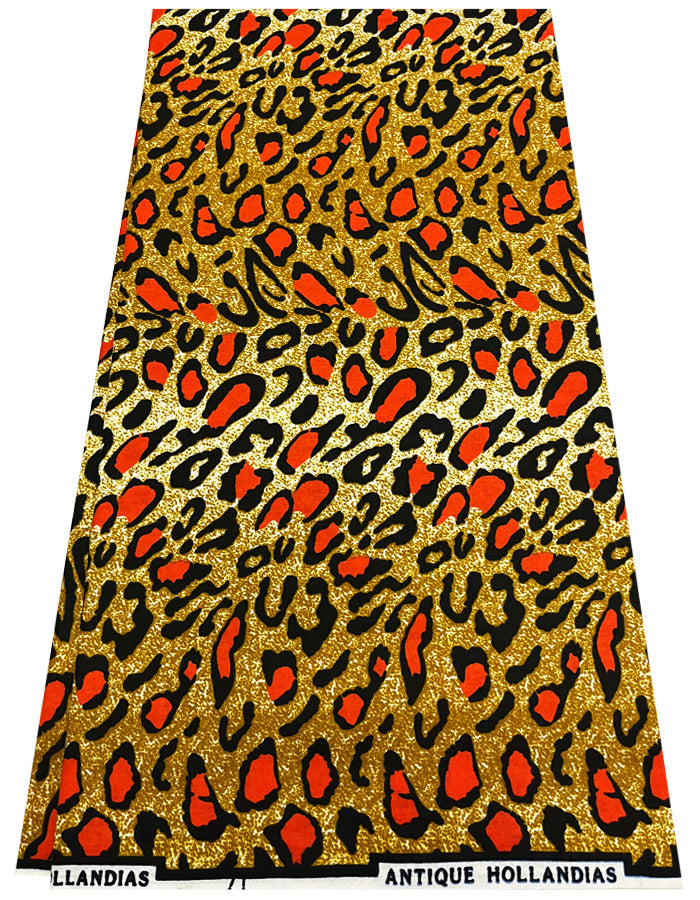 Animal Print African Ankara Wax Fabric - Brown Orange Cream Black