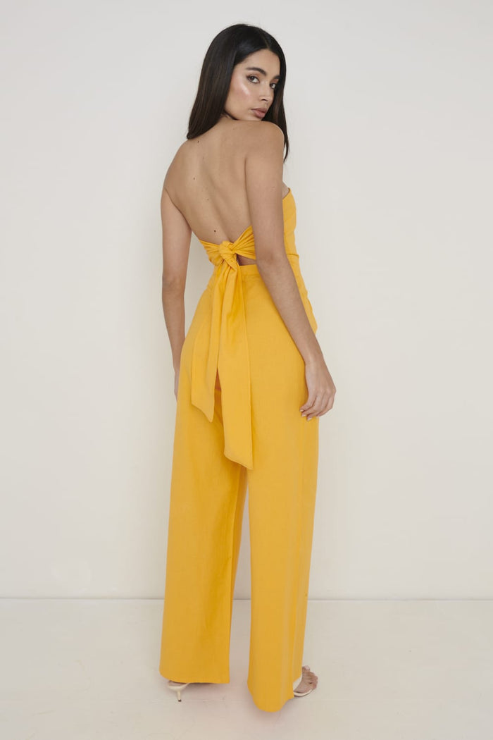 Martina Is 5'8.5" & Wears Size UK 8|April Bandeau Jumpsuit - Tangerine