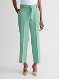 Audrey Belted Pull-On Straight Ankle Pants, Lush Green/Vanilla Ice | Kasper