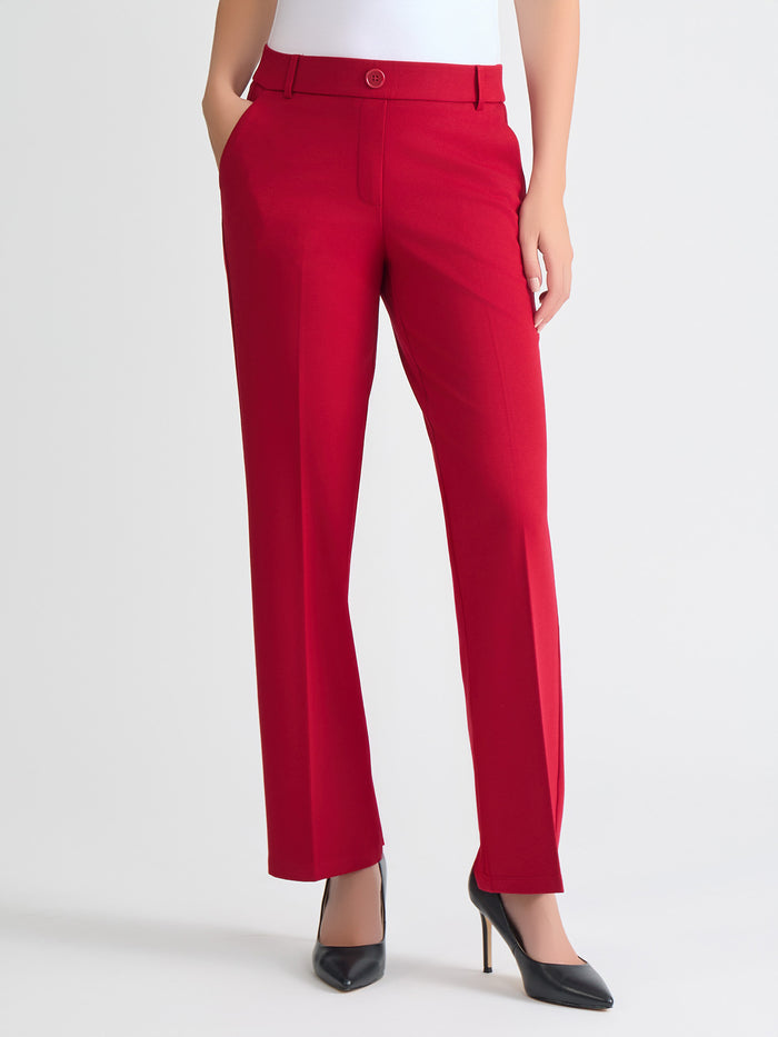 Plus Audrey Pull-On Trouser, Compression Suiting, Fire Red | Kasper