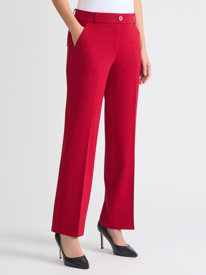 Plus Audrey Pull-On Trouser, Compression Suiting, Fire Red | Kasper