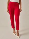 Pull-On Straight Leg Ankle Pants, Crimson, Crimson | Kasper