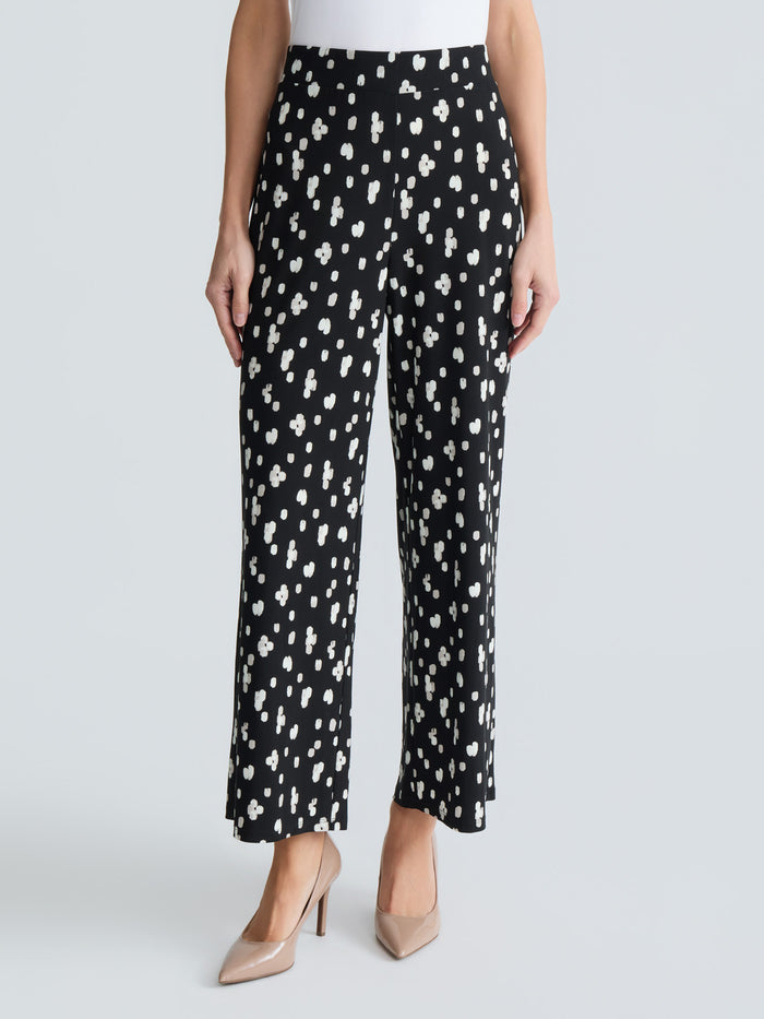 Audrey Pull-On Wide Leg Pants, Black Brush Multi | Kasper