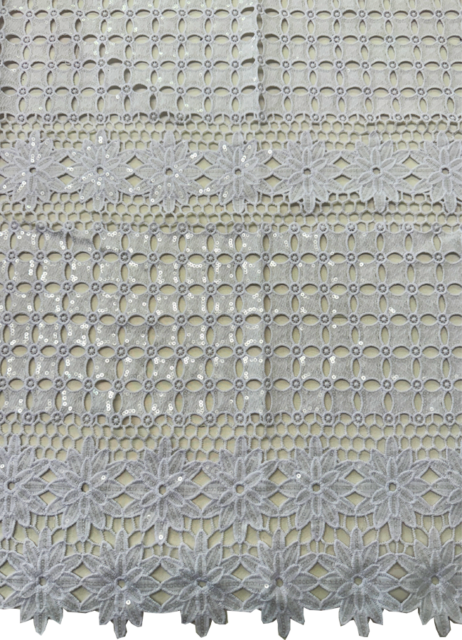 Authentic African Design Guipure Lace/ | Corded Lace White with sequins