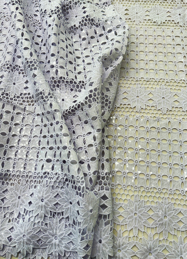 Authentic African Design Guipure Lace/ | Corded Lace White with sequins