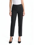 Ava Straight Leg Pants, Stretch Crepe, Black | Kasper