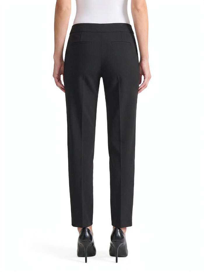 Ava Straight Leg Pants, Stretch Crepe, Black | Kasper
