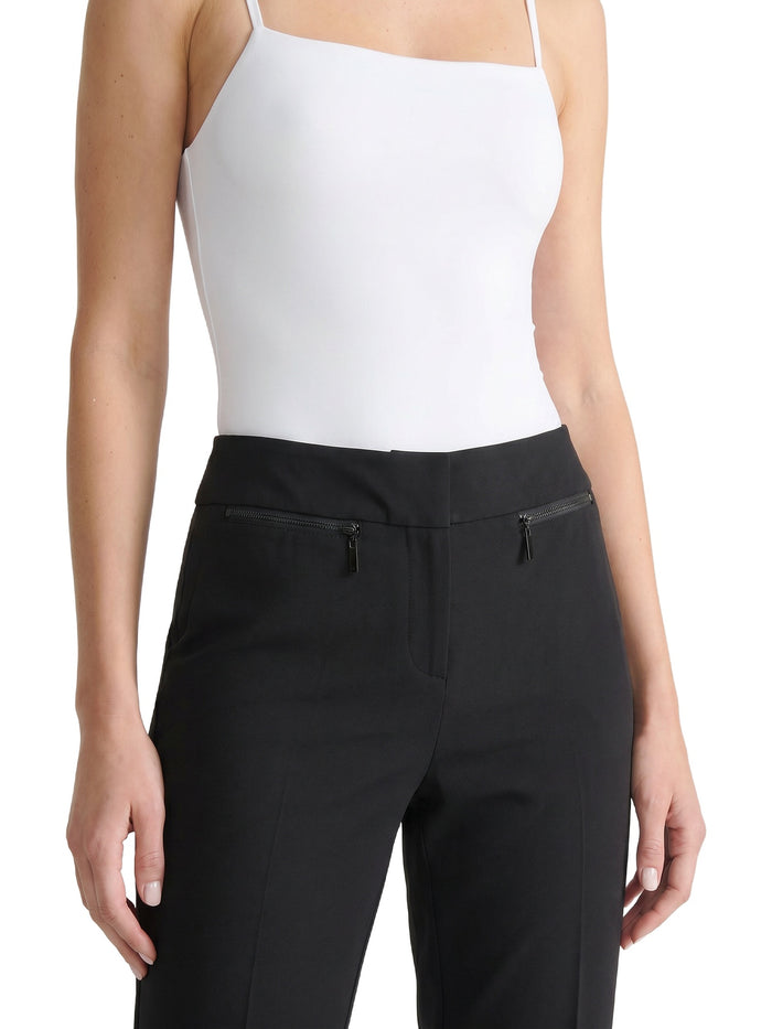Ava Straight Leg Pants, Stretch Crepe, Black | Kasper