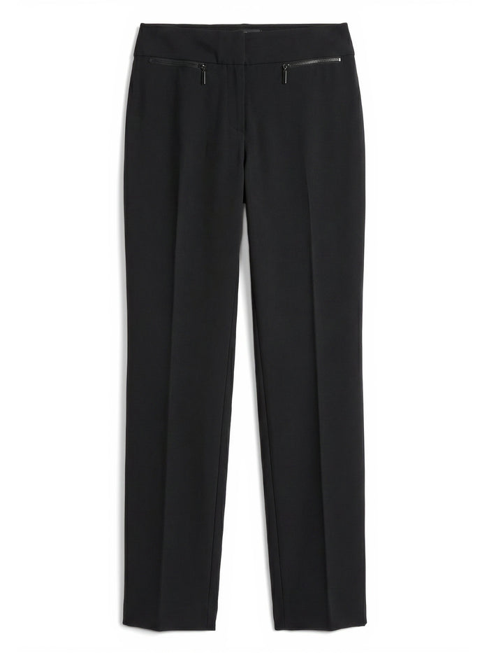Plus Ava Straight Leg Pants, Stretch Crepe, Black | Kasper