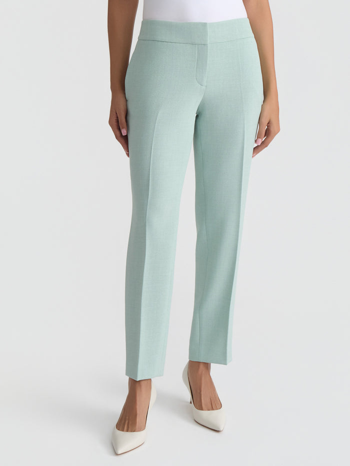 Petite Ava Straight Leg Pant, Pebble Crepe, Sea Glass | Kasper