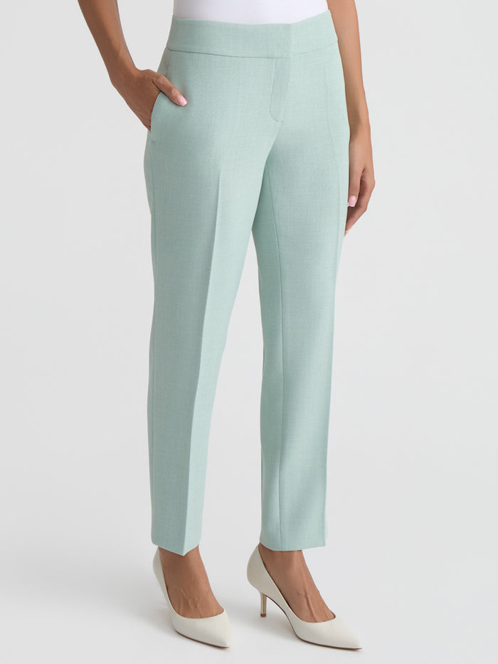 Petite Ava Straight Leg Pant, Pebble Crepe, Sea Glass | Kasper