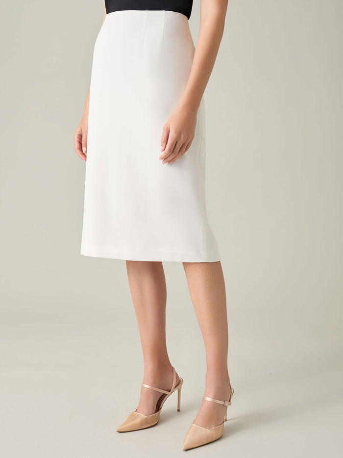 Lana Skirt, Iconic Stretch Crepe, Off White | Kasper