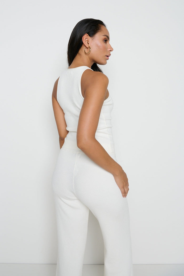Billie Ribbed Racer Tee Lounge - Cream