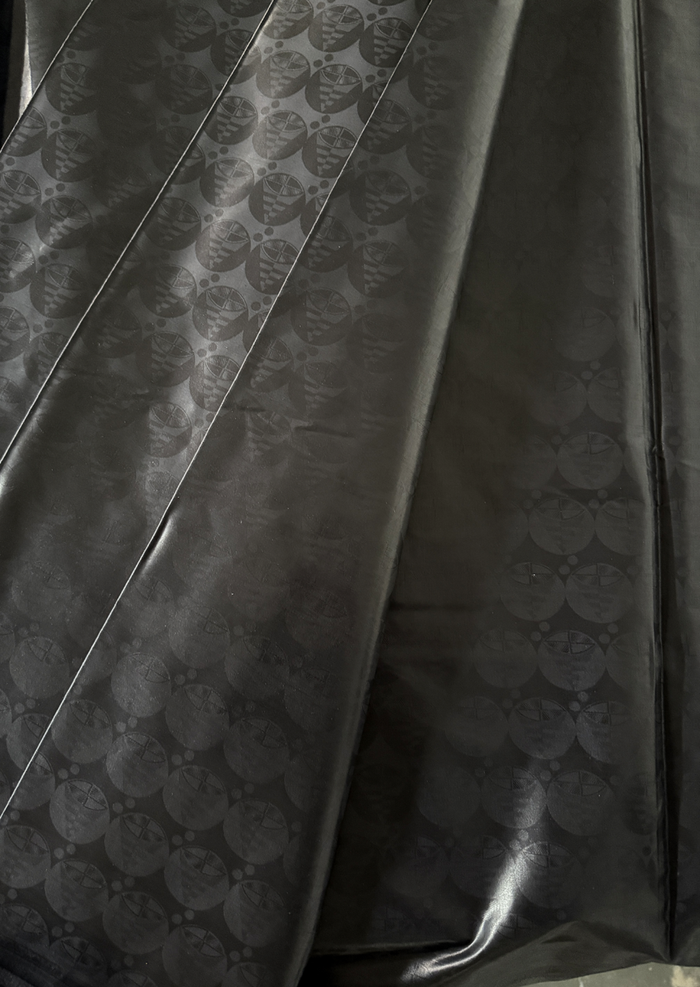 Black African Bazin Brocade Fabric