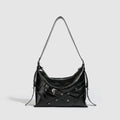 Black Buckle Strap Shoulder Bag - Street