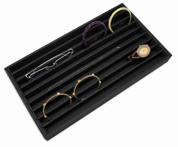 Black Linen 9 Row Compartment Jewelry Display Tray