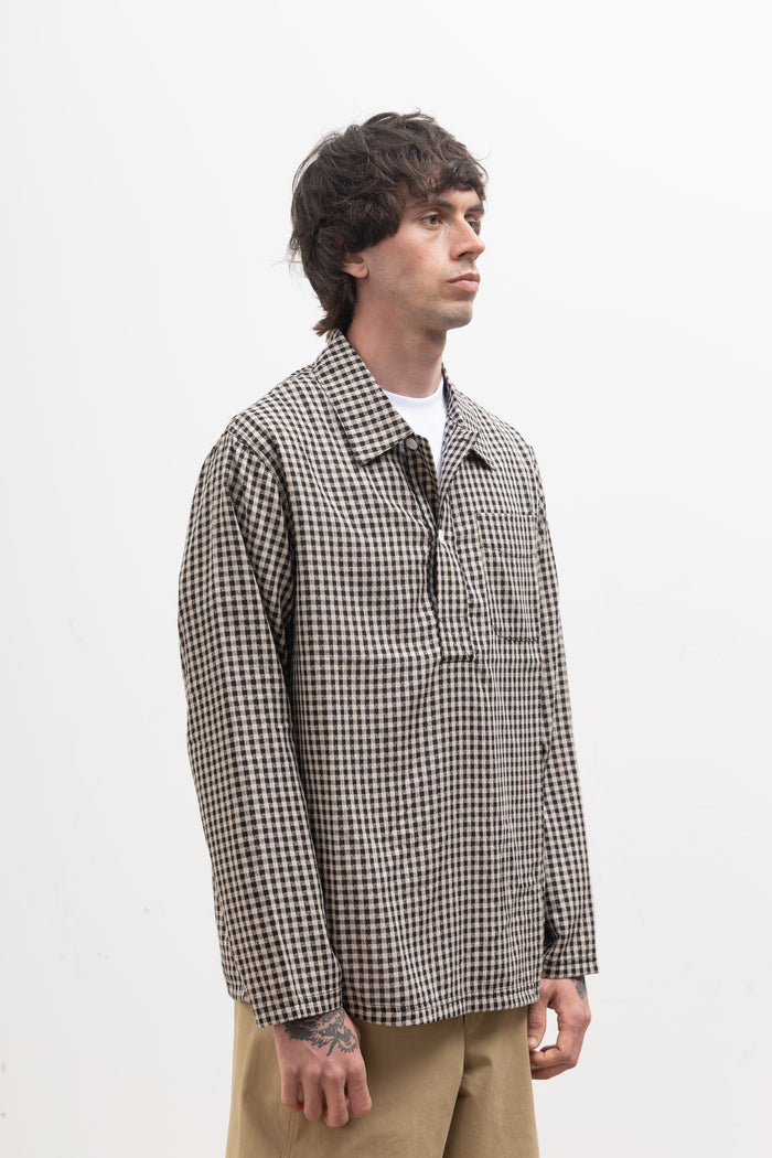 Blacksmith - Two Button Popover Shirt - Black Gingham
