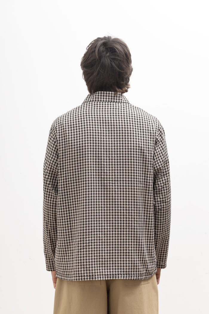 Blacksmith - Two Button Popover Shirt - Black Gingham