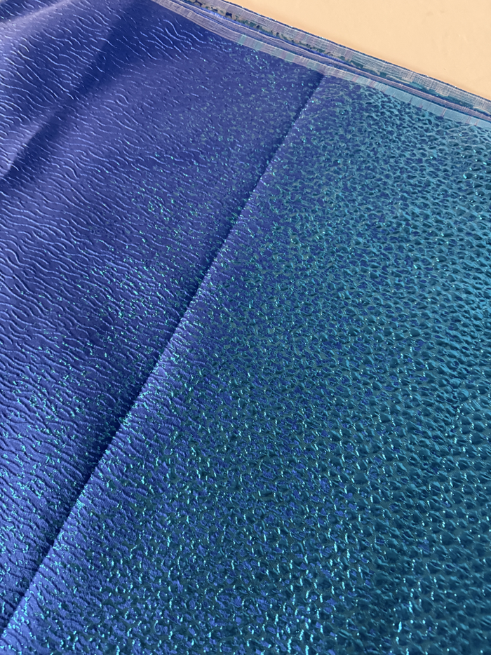 Blue African Bazin Brocade Lace Fabric
