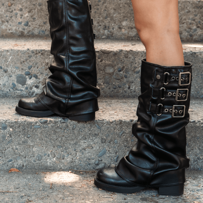 Bota Chalada Mujer Biker-7 Negro Casual Botas Taco Chalada