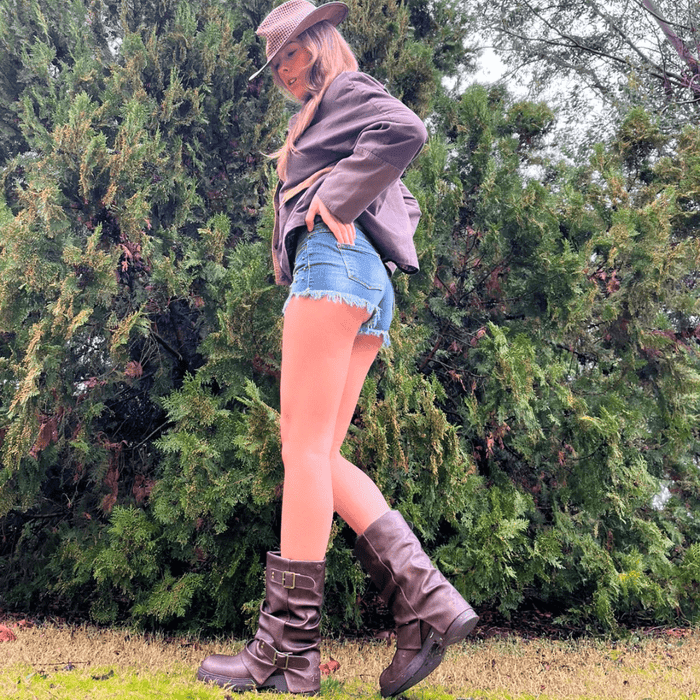 Botin Café Mujer Casual Chalada Biker Botines Taco Chalada