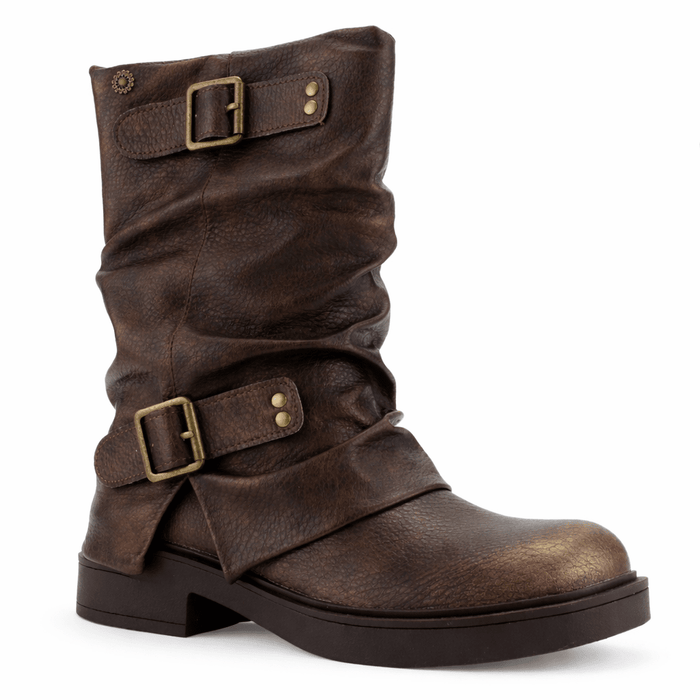 Botin Café Mujer Casual Chalada Biker Botines Taco Chalada