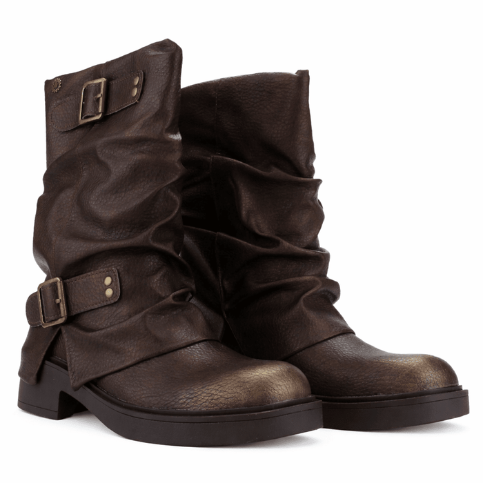 Botin Café Mujer Casual Chalada Biker Botines Taco Chalada