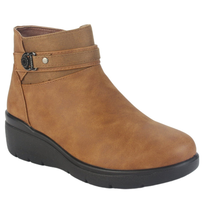 Botin Chalada Mujer Curve-5 Tostado Casual Botines Taco Chalada