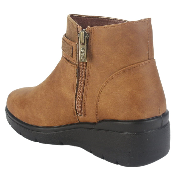 Botin Chalada Mujer Curve-5 Tostado Casual Botines Taco Chalada