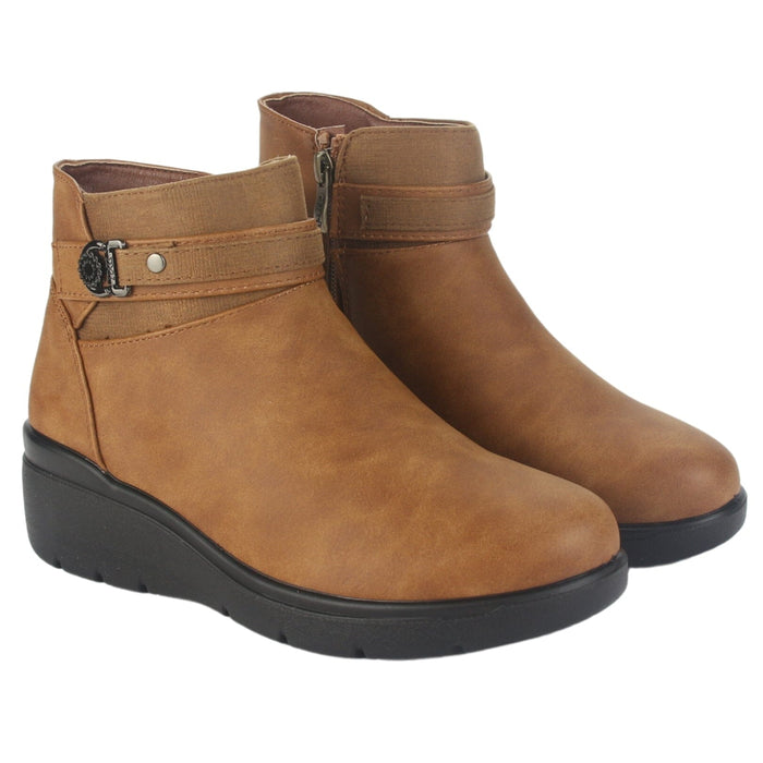 Botin Chalada Mujer Curve-5 Tostado Casual Botines Taco Chalada