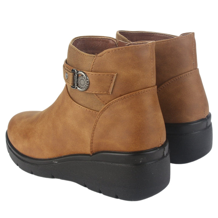Botin Chalada Mujer Curve-5 Tostado Casual Botines Taco Chalada
