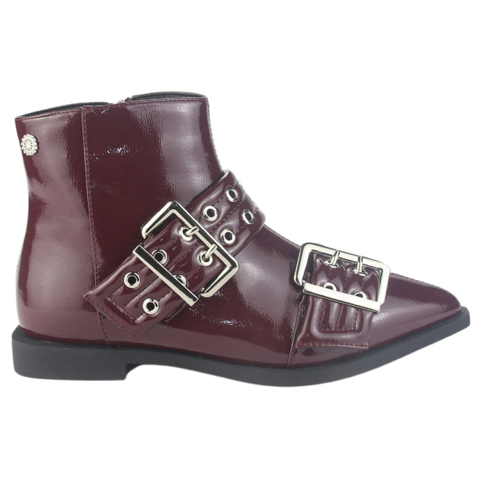 Botin Chalada Mujer Slik-11 Burdeo Casual Botines Taco Chalada