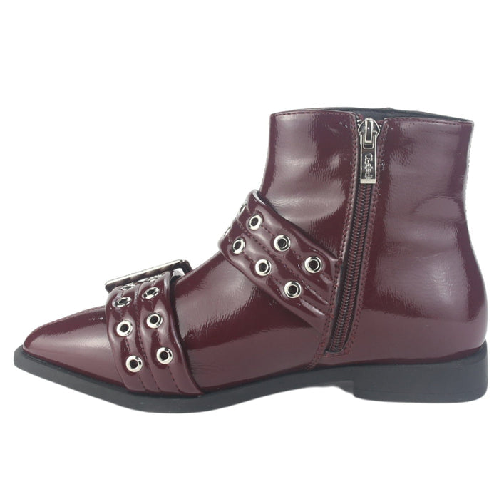 Botin Chalada Mujer Slik-11 Burdeo Casual Botines Taco Chalada