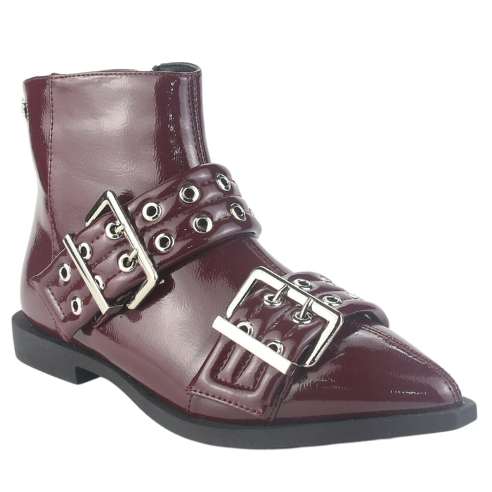 Botin Chalada Mujer Slik-11 Burdeo Casual Botines Taco Chalada