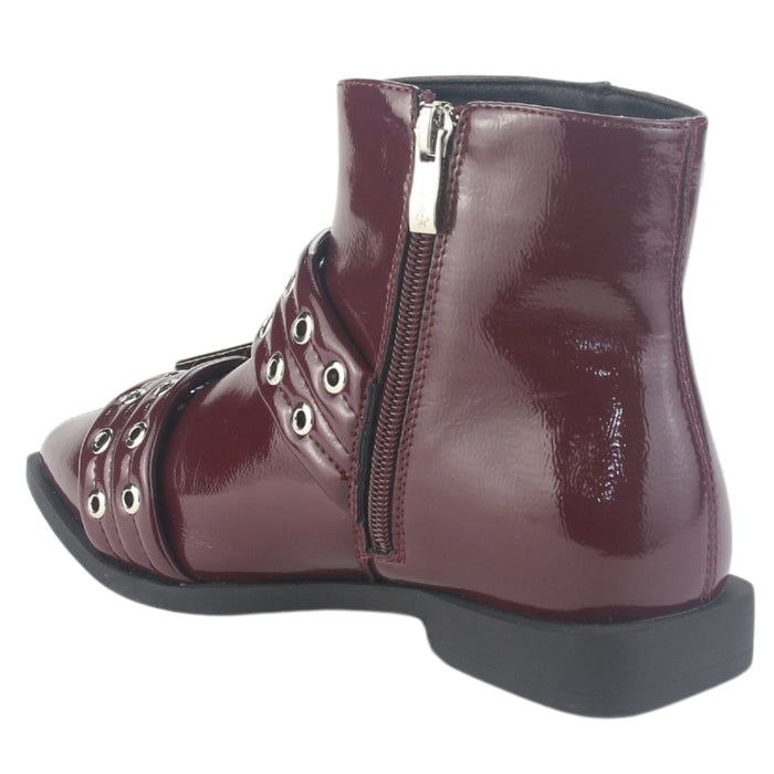 Botin Chalada Mujer Slik-11 Burdeo Casual Botines Taco Chalada