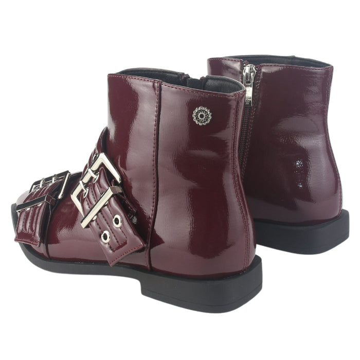 Botin Chalada Mujer Slik-11 Burdeo Casual Botines Taco Chalada