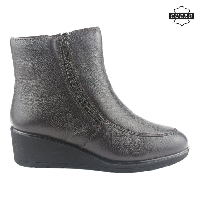 Botin de Cuero Chalada Mujer Maqui-1 Café Casual Botines Taco Chalada
