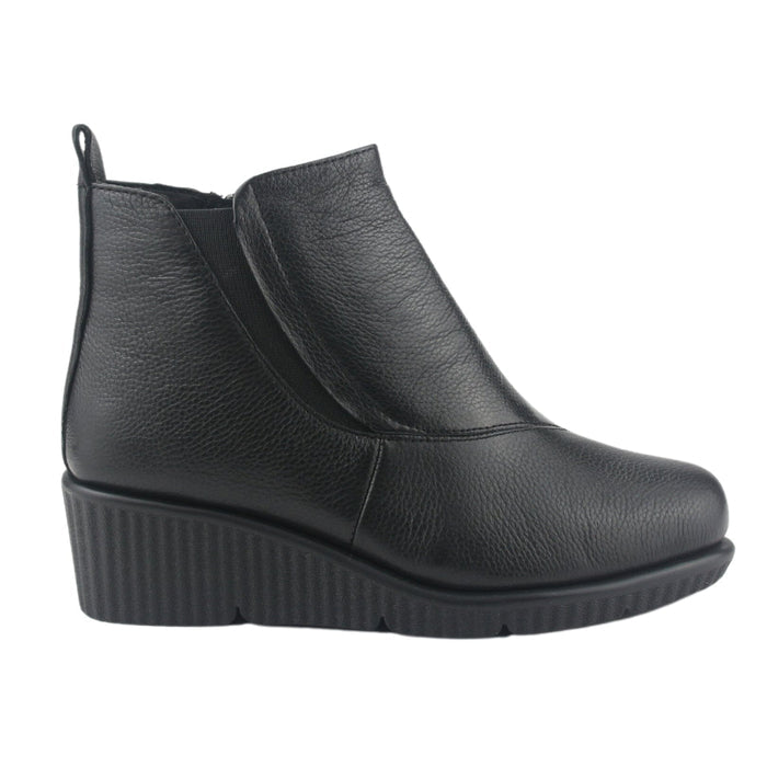 Botin de Cuero Chalada Mujer Mosqueta-1 Negro Casual Botines Taco Chalada